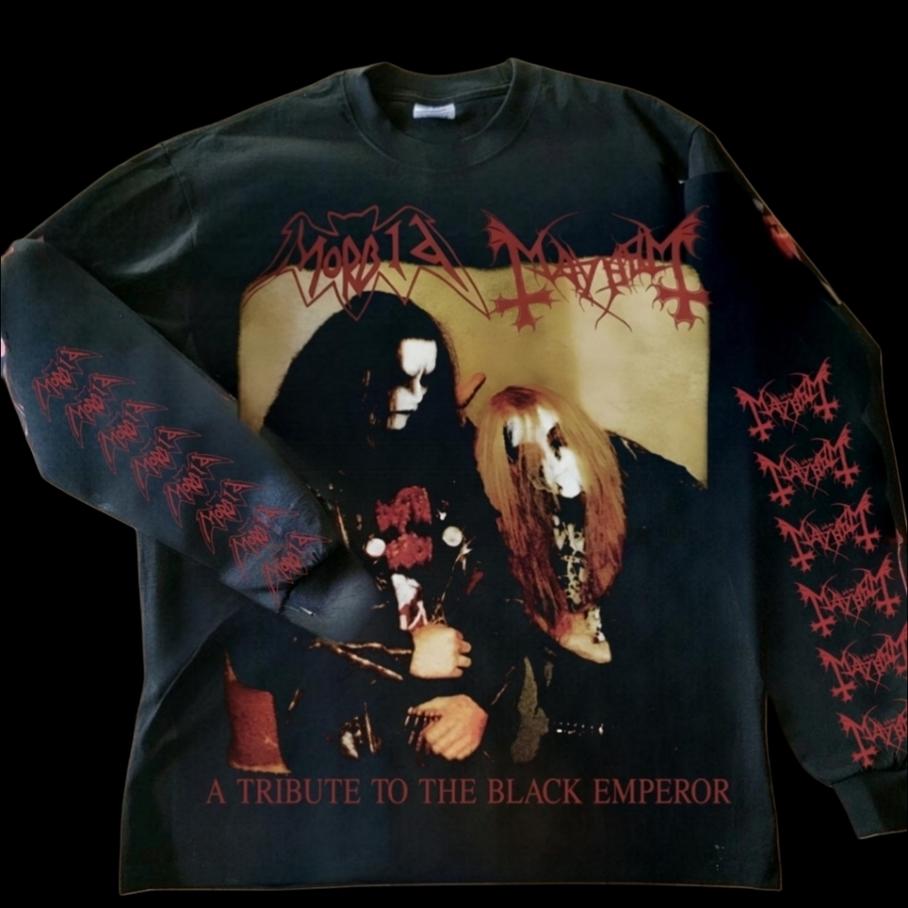 MAYHEM MORBID  Long Sleeve On SHAKA HEAVYWEIGHT GARMET DYED T SHIRT